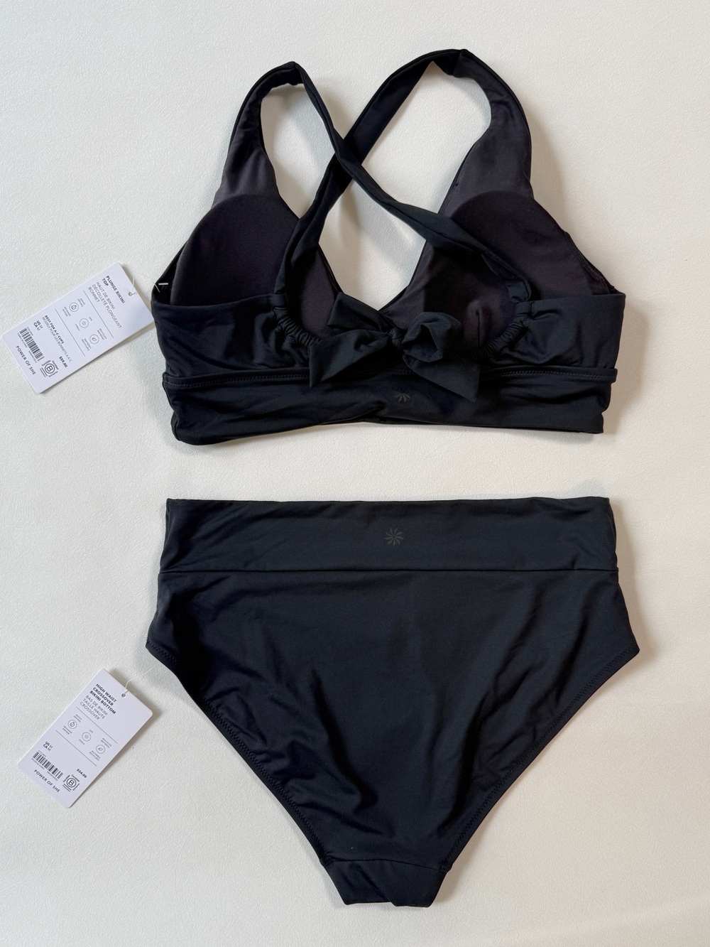 Athleta Black Criss Cross Bikini Top with High-Waist Crossover Bottoms | NWT - Picture 3 of 11